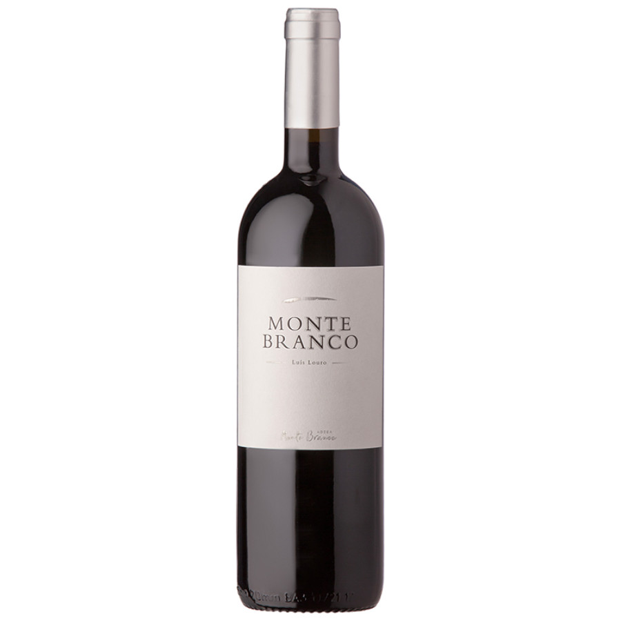 Monte Branco Tinto 2017 Garrafa de vinho tinto Monte Branco com rótulo branco