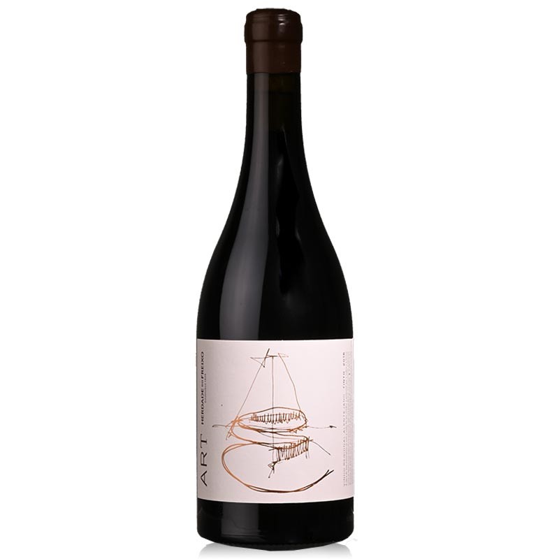 Herdade do Freixo ART Tinto 2016 Garrafa de vinho tinto com rótulo branco e desenho artístico