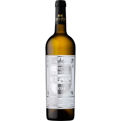 Quinta da Bacalhôa Branco 2019 Garrafa de vinho branco Bacalhôa 2014 com rótulo branco e cinza