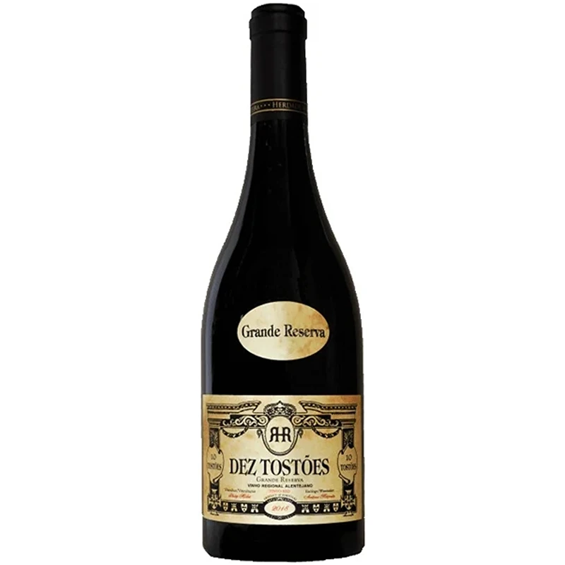 Dez Tostões Grande Reserva Tinto 2022 Garrafa de vinho tinto Dez Tostões, rótulo bege com detalhes em dourado