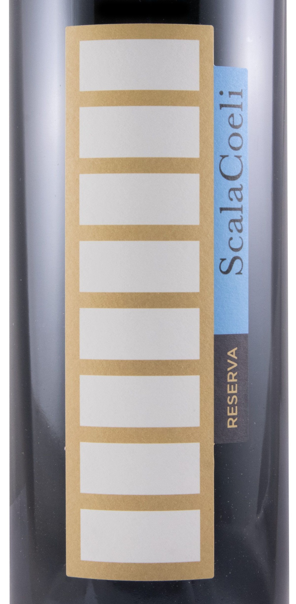 Scala Coeli Reserva Tinto Alicante Bouschet 2017 Garrafa de vinho ScalaCoeli Reserva com rótulo azul e castanho