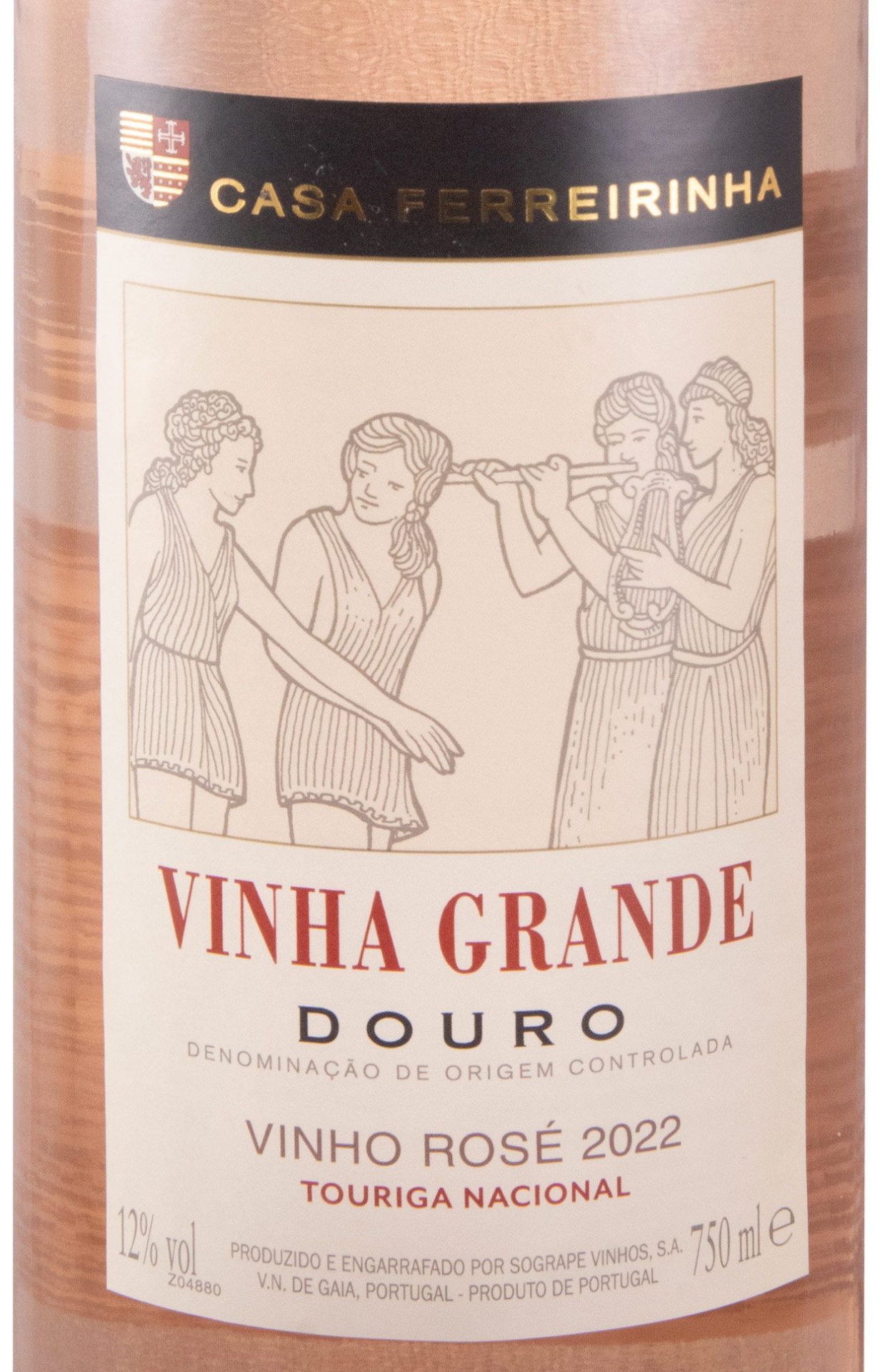 Vinha Grande Rosé 2022 Garrafa de vinho rosé Vinha Grande Douro com rótulo ilustrado