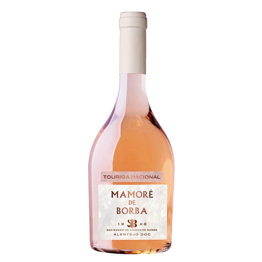 Mamoré de Borba Touriga Nacional Rosé 2024 Garrafa de vinho rosé Ma Moré de Borba com rótulo branco e texto castanho