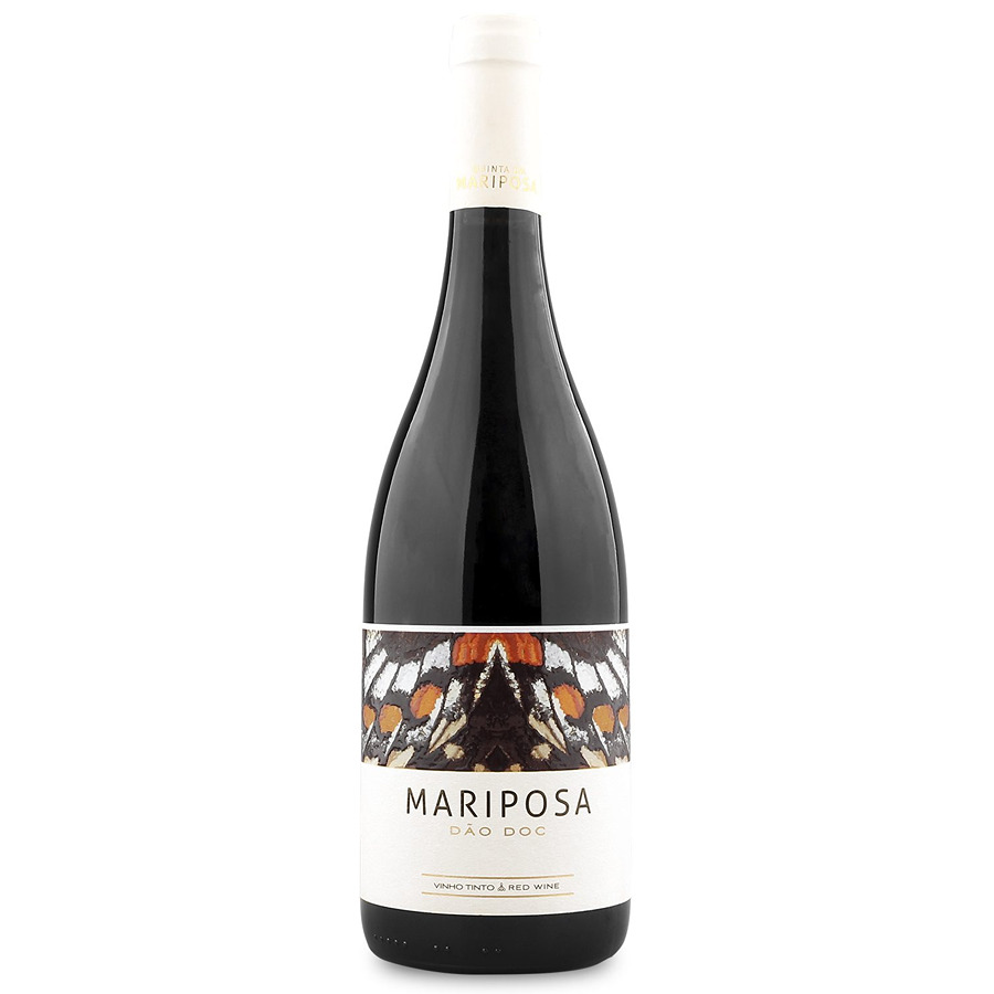 Mariposa Tinto 2021 Garrafa de vinho tinto Mariposa com rótulo e asas de borboleta