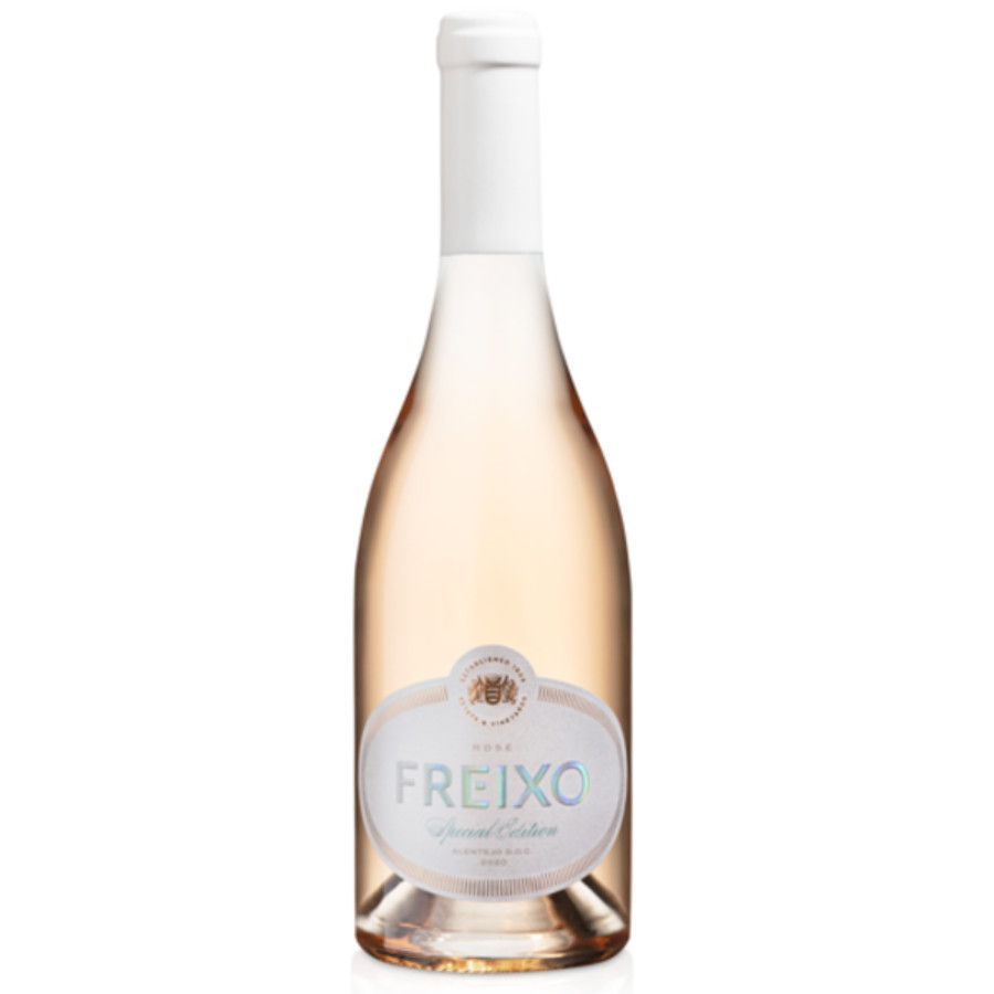 Freixo Rosé Special Edition 2021 Garrafa de vinho rosé Freixo com rótulo branco e texto azul