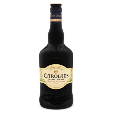 Carolans Garrafa de licor Carolans Irish Cream com rótulo creme e detalhes dourados