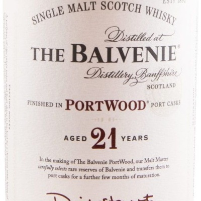Rótulo de garrafa de whisky The Balvenie PortWood 21 anos