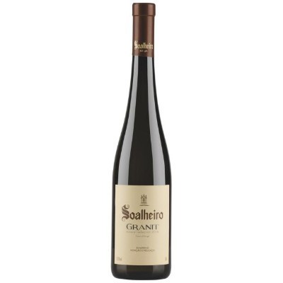 Garrafa de vinho Soalheiro Granit com etiqueta creme e cápsula castanha