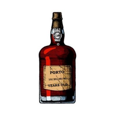 Garrafa de vinho do Porto com etiqueta envelhecida