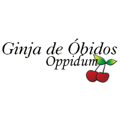 Logótipo Ginja de Óbidos Oppidum com duas cerejas vermelhas