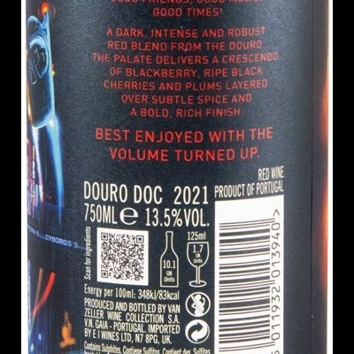 Etiqueta traseira de vinho Iron Maiden Darkest Red, Douro 2021, 750ml, 13,5% vol
