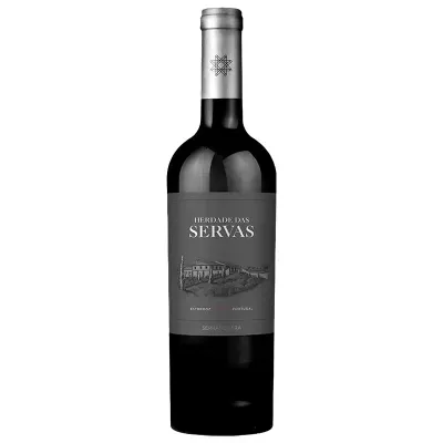Garrafa de vinho tinto com rótulo cinzento HERDADE DAS SERVAS