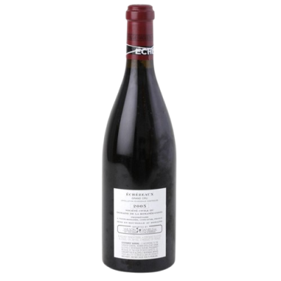 Garrafa de vinho tinto Échézeaux Grand Cru 2005 com rótulo e cápsula vermelha