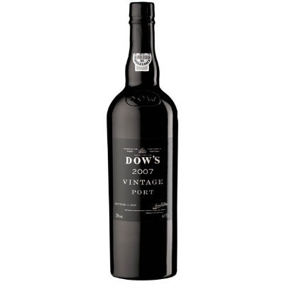 Garrafa de vinho do Porto Dow's Vintage 2007 em vidro preto