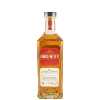 Garrafa de whiskey Bushmills Single Malt Irish Whiskey 14 anos