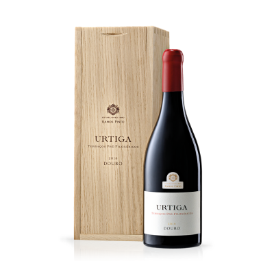 Garrafa de vinho Urtiga 2018 Douro com caixa de madeira