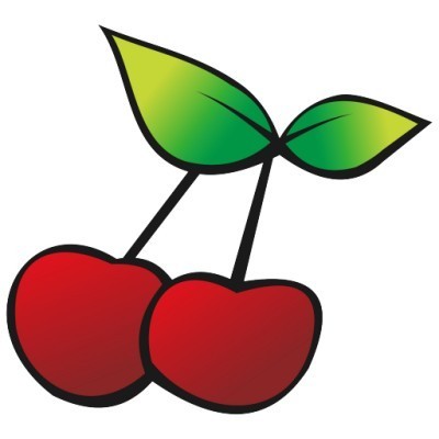 Ilustração de duas cerejas vermelhas com folhas verdes