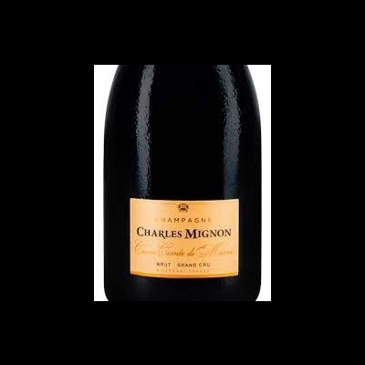 Garrafa de champanhe Charles Mignon com rótulo dourado