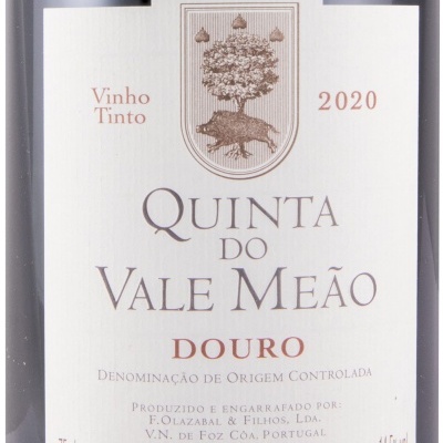 Rótulo de vinho tinto Quinta do Vale Meão 2020, Douro, Portugal.