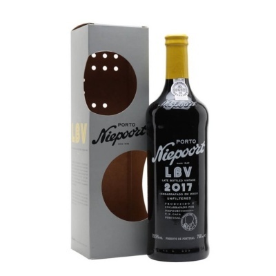 Garrafa de vinho do Porto Niepoort LBV 2017 com caixa cinza