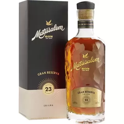 Garrafa e caixa de rum Matusalem Gran Reserva 23 anos