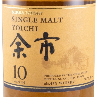 Rótulo de whisky japonês NIKKA SINGLE MALT YOICHI 10 anos