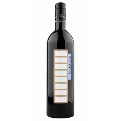 Garrafa de vinho tinto Scala Coeli com rótulo branco e azul
