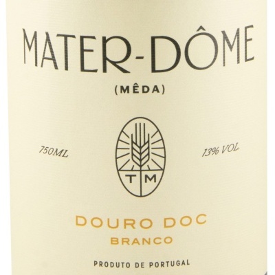 Etiqueta de vinho branco Mater-Dôme com informações de volume, teor alcoólico e origem