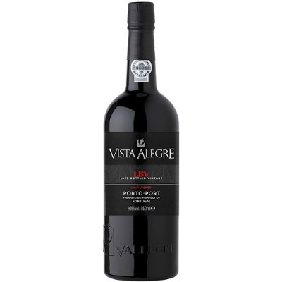 Garrafa de vinho do Porto Vista Alegre LBV 750 ml com rótulo preto