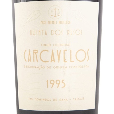 Rótulo de garrafa de vinho licoroso Carcavelos de 1995