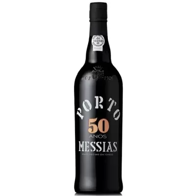 Garrafa preta de vinho do Porto Messias 50 anos