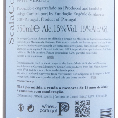 Etiqueta de garrafa de vinho tinto Regional Alentejano 2019