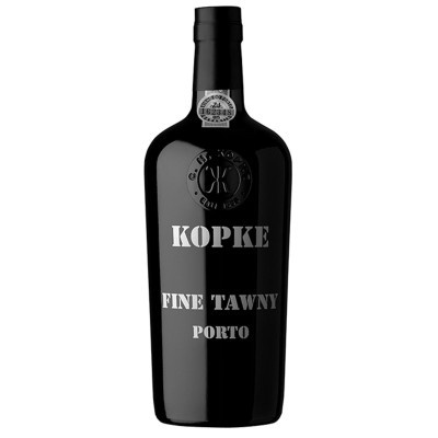 Garrafa preta de vinho do Porto KOPKE FINE TAWNY PORTO