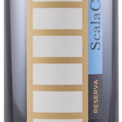 Garrafa de vinho ScalaCoeli Reserva com rótulo azul e castanho