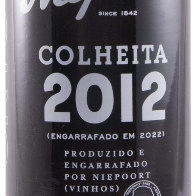Garrafa de vinho do Porto Niepoort Colheita 2012 com informações do rótulo