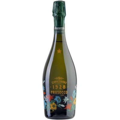 Garrafa de Prosecco Cavicchioli 1928 com decoração floral