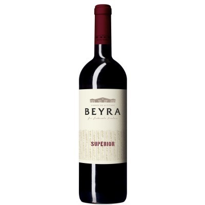 Garrafa de vinho tinto BEYRA SUPERIOR com rótulo branco e vermelho