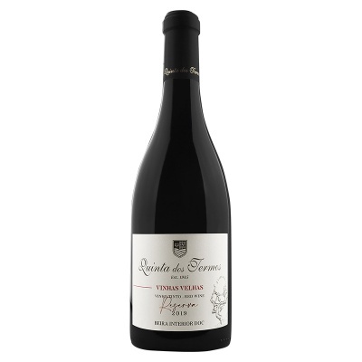 Garrafa de vinho tinto Quinta dos Termos com rótulo branco e texto preto e vermelho