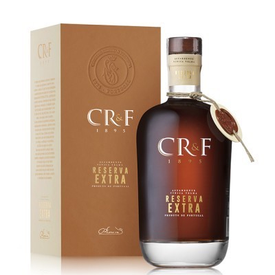 Garrafa de licor Reserva Extra CR&F 1895 com caixa castanha