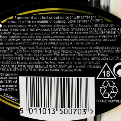 Rótulo de produto alimentar com texto e código de barras