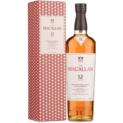 Garrafa de whisky The Macallan 12 anos com caixa padronizada