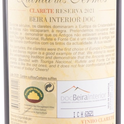 Rótulo de vinho Quinta dos Termos Clarete Reserva 2021 com texto em português e inglês