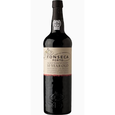 Garrafão de vinho do Porto Fonseca Aged Tawny Port 10 anos com rótulo creme e tampa preta
