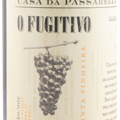 Etiqueta de vinho Casa da Passarella O Fugitivo com ilustração de uvas