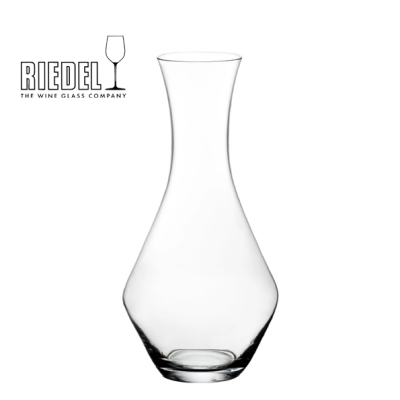Ânfora de vidro transparente da marca RIEDEL com logotipo