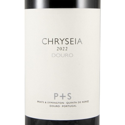 Rótulo de vinho branco com texto preto CHRYSEIA 2022 DOURO P+S PRATS & SYMINGTON QUINTA DE RORIZ DOURO PORTUGAL