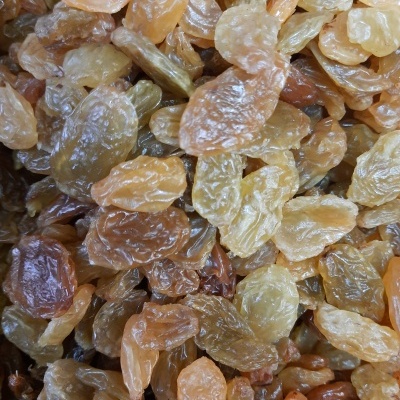 Passas secas douradas, verdes e castanhas com textura rugosa