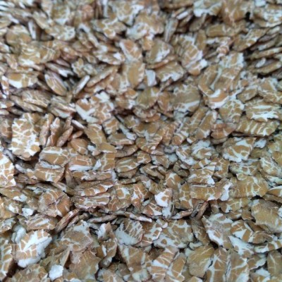 Flocos de aveia integral castanho claro com marcas brancas