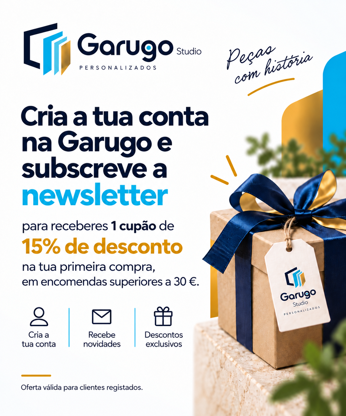 Cria a tua conta na Garugo e subscreve a newsletter