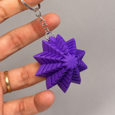 Porta-chaves estrela tridimensional roxo, plástico